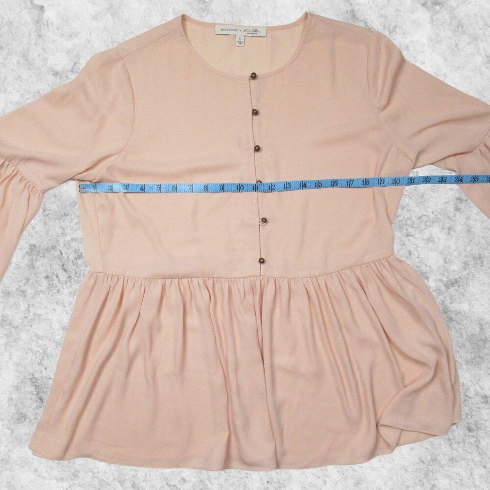 Olivia Palmero x Banana Republic Dusty Pink Peplum Babydoll Blouse L - Picture 3 of 8